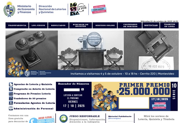 Web de la Dirección Nacional de Loterías y Quinielas.
