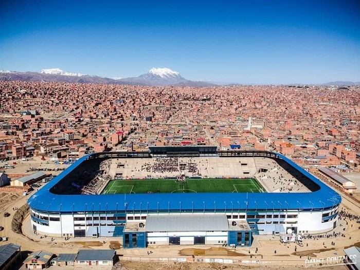 Vista aérea del Estadio Municipal de El Alto (archivo, 2023).. Foto: Gobierno Municipal de El Alto.