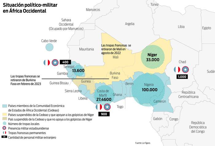 Foto principal del artículo 'Los golpistas de Níger denunciaron a Francia por violar su espacio aéreo y por liberar yihadistas para aumentar la inestabilidad en el país'