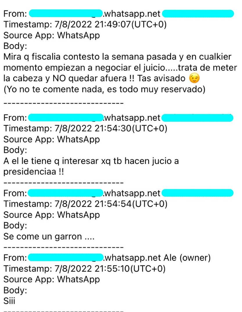 Mensajes entre Astesiano y persona cercana a Balcedo 2