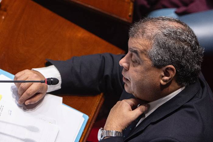 Rodrigo Blás, el 3 de octubre, en la Cámara de Senadores del Palacio Legislativo. · Foto: Ernesto Ryan
