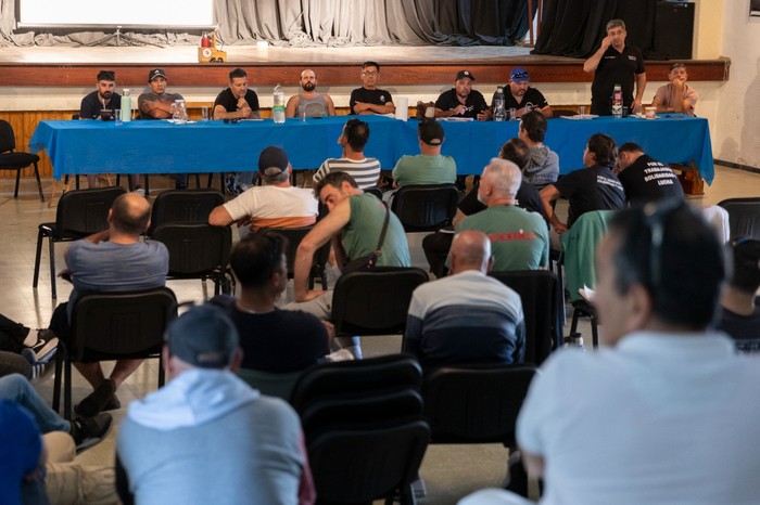 Durante el Plenario Nacional de la Federación Obrera Industria de la Carne y Afines, el 4 de diciembre. · Foto: Ernesto Ryan