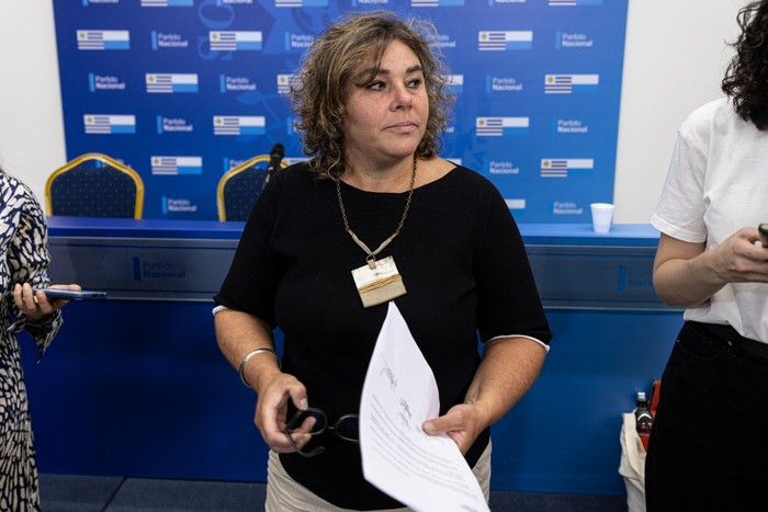 Macarena Rubio, el 17 de marzo, en la Casa del Partido Nacional en la Ciudad Vieja de Montevideo. · Foto: Ernesto Ryan