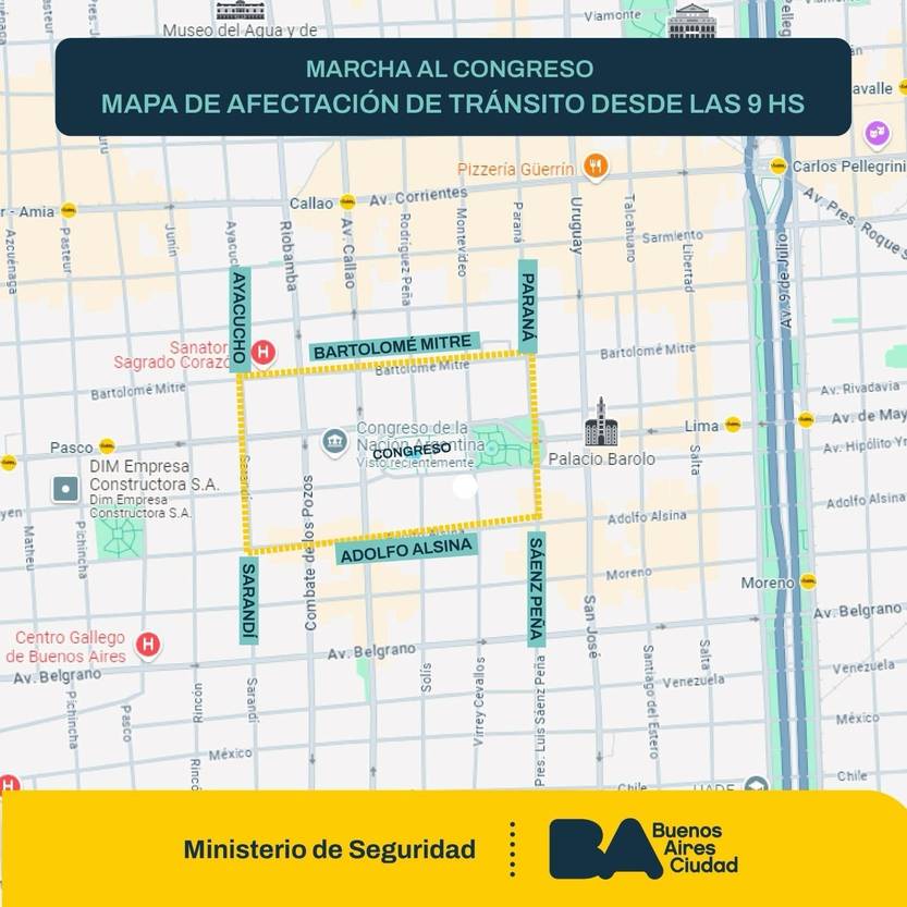 cortes marcha al Congreso argentino