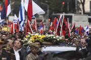 El cortejo fúnebre de José Mujica cuando se aproximaba al Palacio Legislativo.