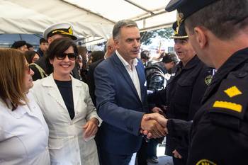 Yamandú Orsi durante la celebracion de los 100 años de la UTU de San Carlos. · Foto: Gabriel Rousserie