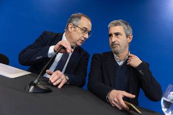 José Carlos Mahía y Pablo Caggiani, el 30 de julio, en el MEC. · Foto: Ernesto Ryan