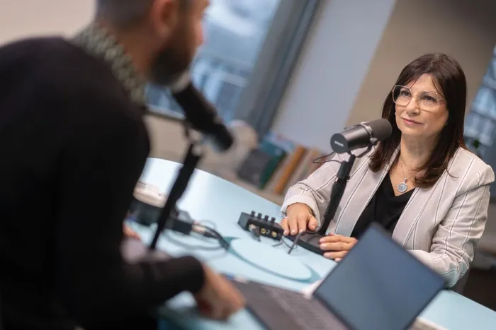 Blanca Rodríguez, el 9 de abril, en la diaria Radio. · Foto: Ernesto Ryan