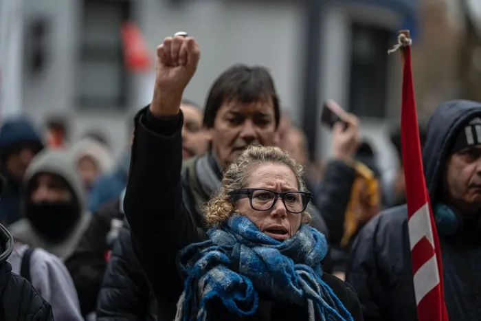 Movilización de la Federación Uruguaya de la Salud, el 27 de mayo, frente al Ministerio de Salud Pública. · Foto: Ernesto Ryan