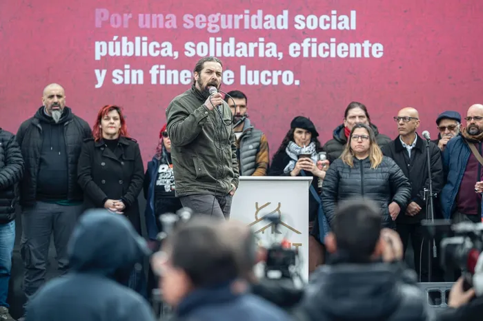 Sergio Sommaruga, el 11 de agosto, durante el paro convocado por el PIT-CNT. · Foto: Ernesto Ryan