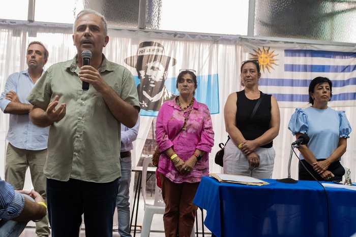 Sebastian Andujar y Alfonso Lerete en la Convención departamental del Partido Nacional en Pando - Canelones · Foto: Martín Hernández Müller