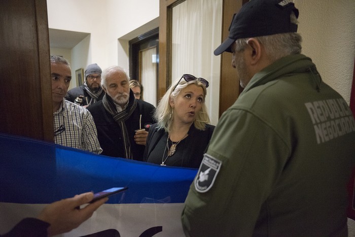 Valeria Ripoll, hoy en la ocupación de ADEOM en la Intendencia de Montevideo. · Foto: Mariana Greif