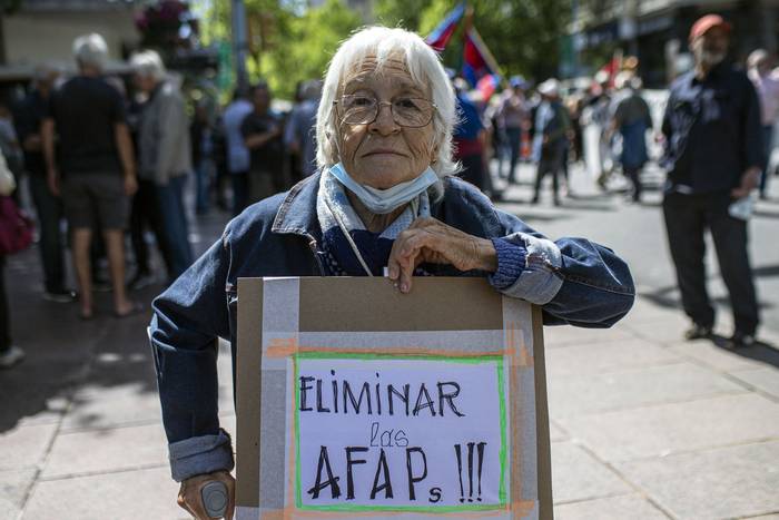 Movilización de la Onajpu contra la reforma de la seguridad social (archivo, noviembre de 2022). · Foto: Ernesto Ryan