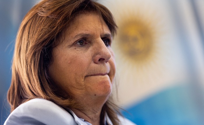 Patricia Bullrich durante una conferencia de prensa, en Buenos Aires (archivo, octubre de 2023). · Foto: Tomás Cuesta, AFP