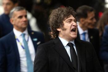 Javier Milei, el 25 de mayo, en la conmemoración del 215º aniversario de la Revolución de Mayo. · Foto: Tomás Cuesta, AFP