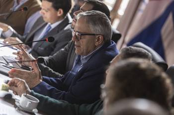 Rodrigo Arim, el 22 de mayo, en el Congreso de Intendentes por nuevo plan de Jornales Solidarios. · Foto: Ernesto Ryan