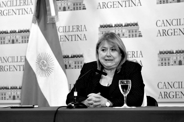 Susana Malcorra en una conferencia de prensa. Foto: Ministerio de Relaciones Exteriores y Culto, República Argentina (archivo, abril de 2016).