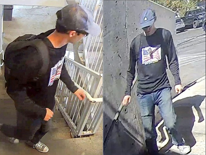 Imagenes de una cámara de seguridad donde se ve al sospechoso del asesinato de Charlie Kirk. · Foto: AFP