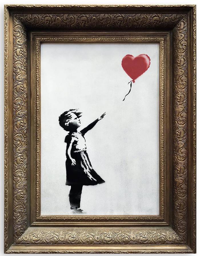 Balloon Girl, de Bansky. El impreso destruido es una variante de un mural del autor.