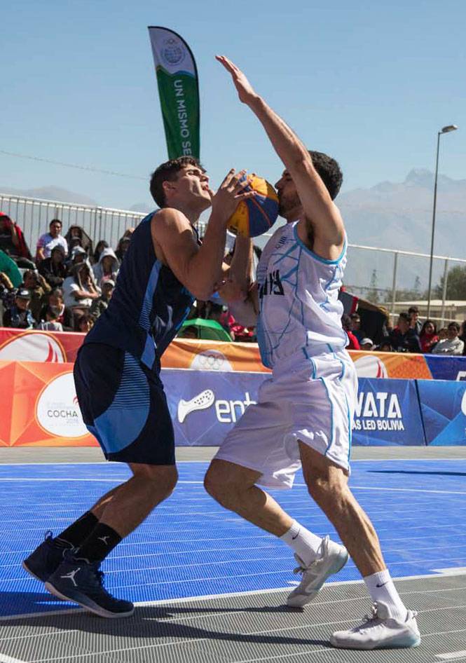 Uruguay - Argentina en el basquetbol 3x3. Foto: web Cocha2018