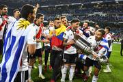 Festejos de los jugadores de River Plate tras coronarse campeones de la Copa Libertadores de América. 