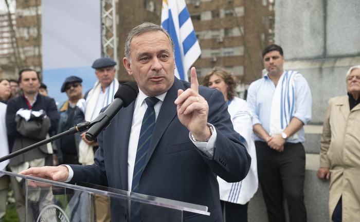 Álvaro Delgado, el 10 de setiembre, en el homenaje a Aparicio Saravia. · Foto: Alessandro Maradei