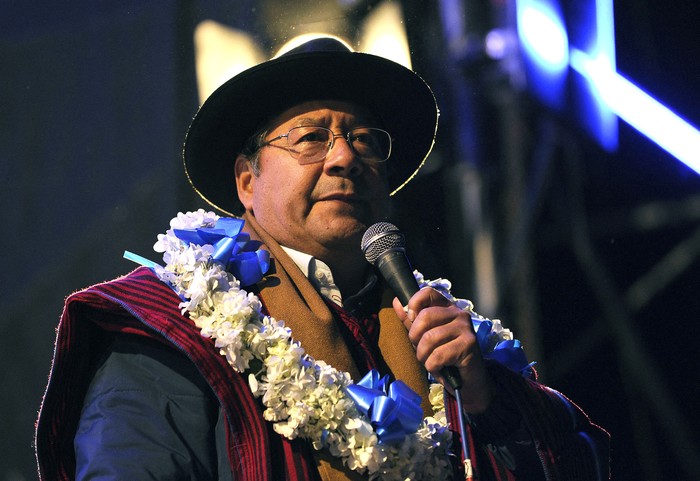 Luis Arce, presidente de Bolivia, el 28 de abril, en La Paz. · Foto: Jorge Bernal, AFP