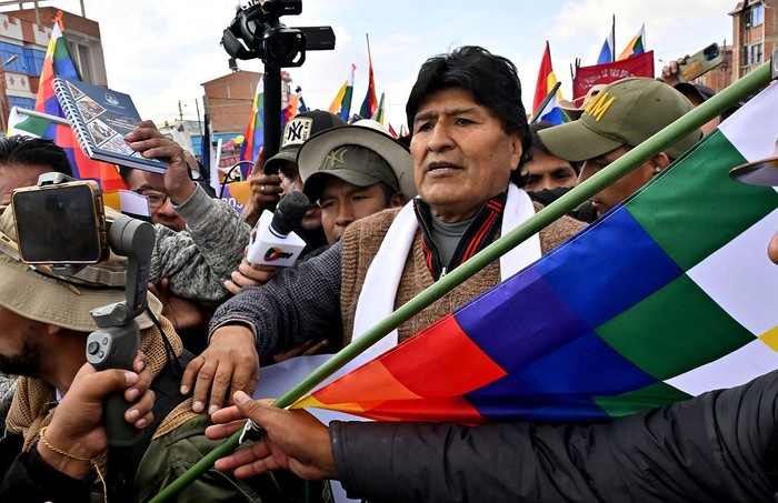 Evo Morales durante una marcha, el 17 de setiembre, en Caracollo, provincia de Oruro, Bolivia. · Foto: Aizar Raldes, AFP