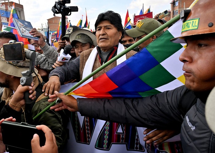 Evo Morales durante la llamada Marcha para Salvar a Bolivia, el 17 de setiembre, en Caracollo, provincia de Oruro. · Foto: Aizar Raldes, AFP