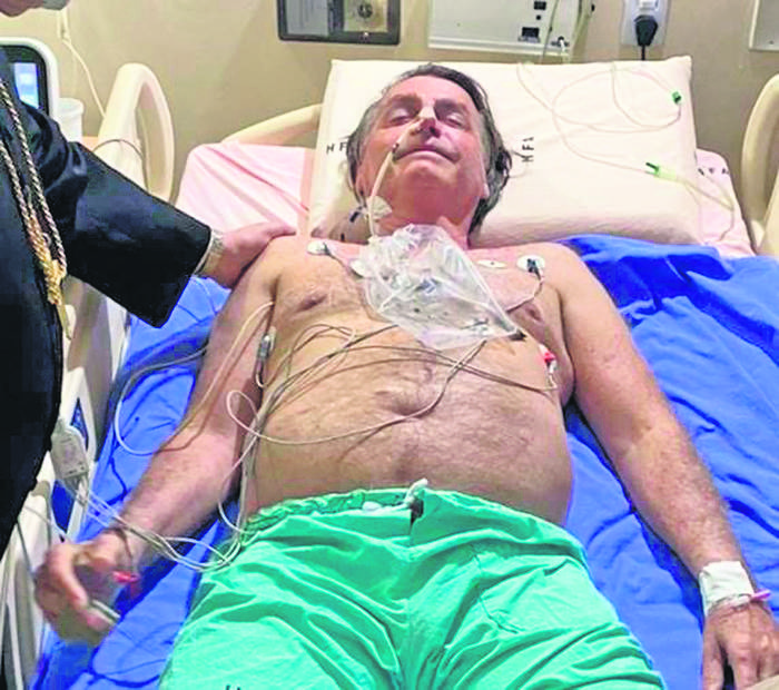 Jair Bolsonaro, ayer, en un hospital en Brasilia.
Foto: cuenta oficial de Instagram de Jair Bolsonaro