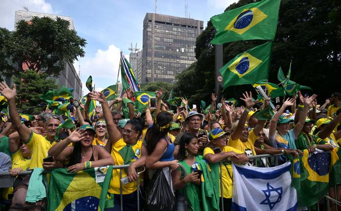 Acto bolsonarista, este domingo, en San Pablo, Brasil. · Foto: Nelson Almeida, AFP