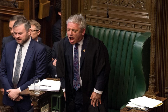 John Bercow, presidente de la Cámara de los Comunes, durante el debate sobre el proyecto de ley del gobierno para la retirada de la Unión Europea.  · Foto: Mark Duffy, AFP