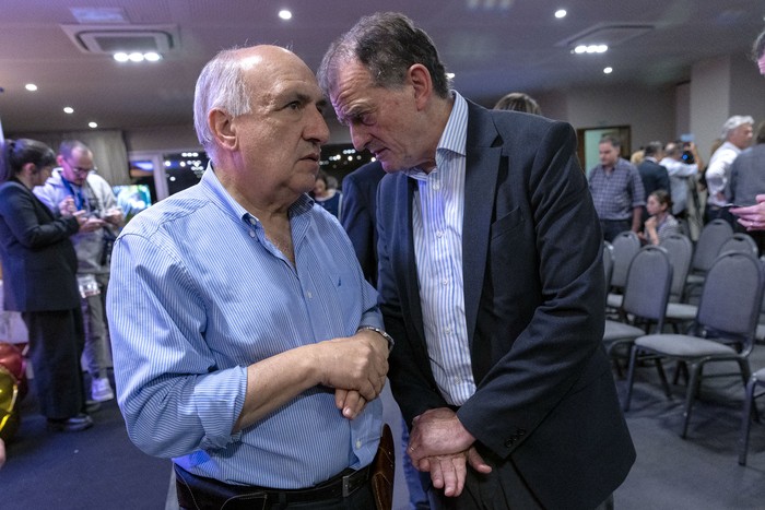 Guillermo Domenech y Guido Manini Ríos, el 27 de octubre, tras los resultados de las elecciones nacionales. · Foto: Rodrigo Viera Amaral