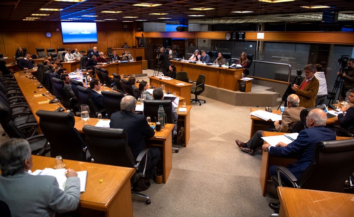 Comisión de Diputados que tiene a estudio el Proyecto de Ley sobre la situación relativa a la Caja de Profesionales, el miércoles, en el Anexo. · Foto: Gianni Schiaffarino