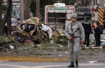 Lugar donde explotó una bomba en Cali, Colombia, el 21 de agosto. · Foto: Iusef Samir Rojas, AFP