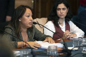 Fernanda Cardona, el 9 de abril, en la Comisión de Industria. · Foto: Alessandro Maradei