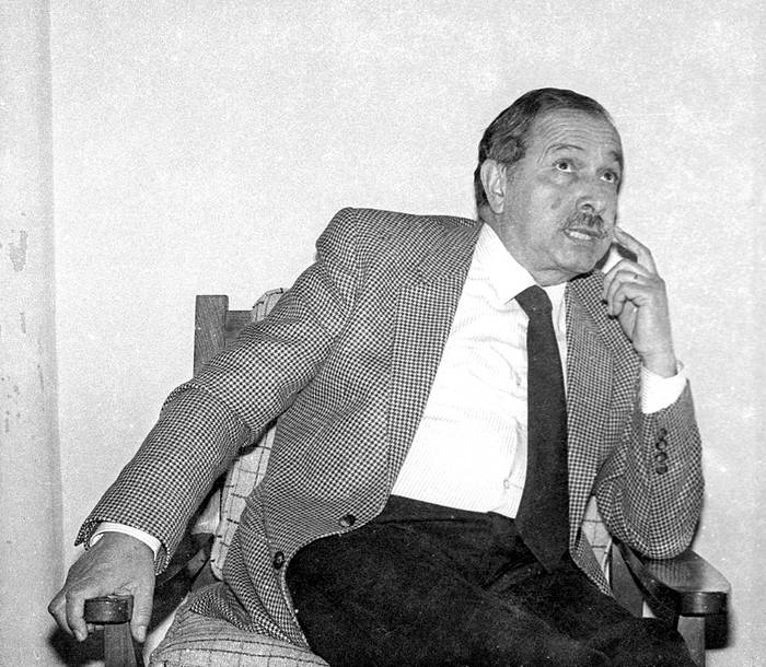 Ruben Casco, durante una entrevista con Guambia. (archivo, julio de 1986) · Foto: Pepe Plá