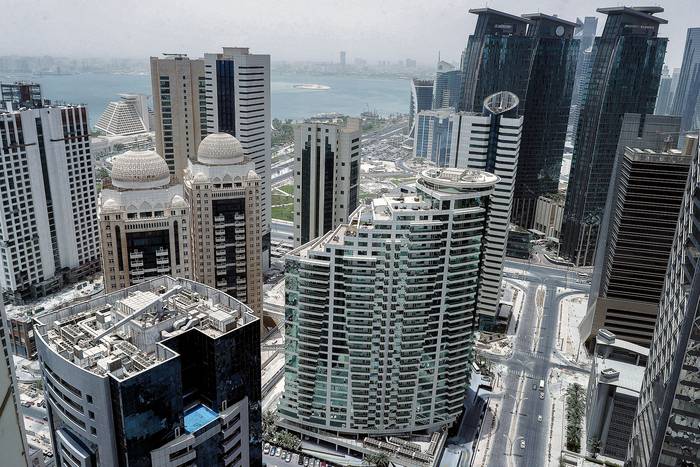 Vista desde el Hotel Centara, que albergará a los aficionados durante la Copa Mundial de la FIFA Qatar 2022, el 28 de junio, en Doha. · Foto:  Karim Jaafar, AFP