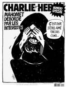 Portada de la edición del 8 de febrero de 2007 de Charlie Hebdo, la revista satírica francesa que, tras reiteradas amenazas por sus caricaturas, ayer recibió un ataque que causó la muerte de doce personas.
El título dice “Mahoma desbordado por los fundamentalistas”, y el globo, “Es duro ser amado por imbéciles...”.