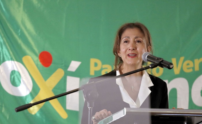 Ingrid Betancourt durante un discurso, ayer, en Bogotá, Colombia. · Foto: Daniel Muñoz, AFP
