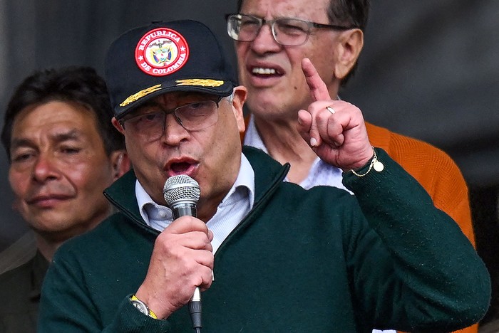 Gustavo Petro, presidente de Colombia, durante una manifestación del 1º de Mayo, en Bogotá. · Foto: Raúl Arboleda, AFP