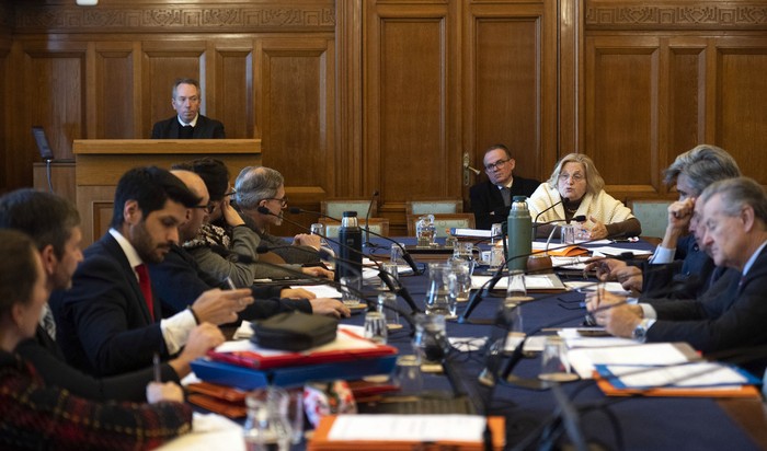 Comisión de Constitución y Legislación, el 24 de junio, en la Sala de Ministros del Palacio Legislativo. · Foto: Alessandro Maradei