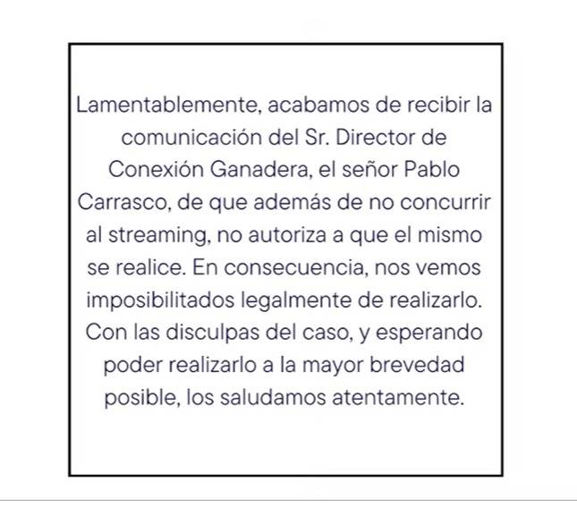 conexion ganadera mensaje suspensión