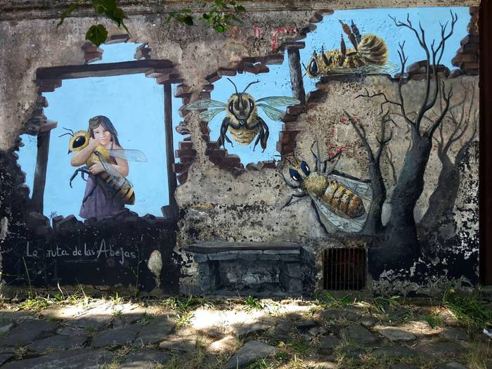 Foto principal del artículo 'Ruta de abejas: una muralista francesa sale a pintar a sol y sombra por todo el país'