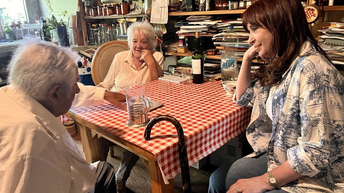 José Mujica, Lucía Topolansky y Cristina Fernández, el 20 de febrero en la chacra de Rincón del Cerro.