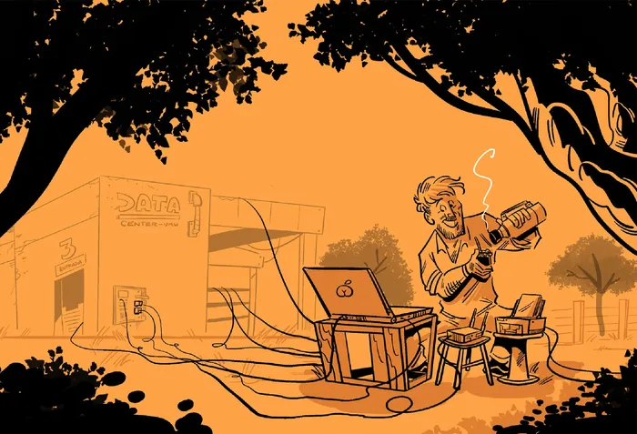 Foto principal del artículo 'Ventajas de tener un data center en el fondo de tu casa' · Ilustración: Cristian Moreira (MiLoco)
