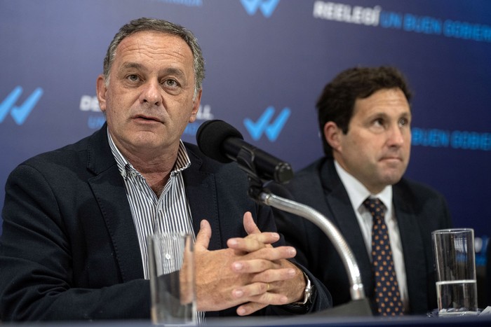 Álvaro Delgado y Diego Labat, este miércoles, en conferencia de prensa. · Foto: Mara Quintero