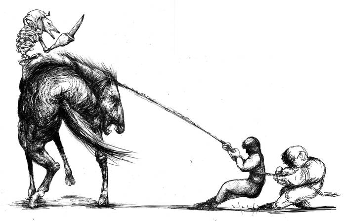 Foto principal del artículo 'Mercado versus Estado: filosofía, política y economía' · Foto: Ilustración: Ramiro Alonso