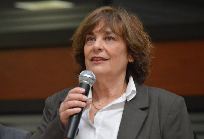 Magela Manfredi durante su asunción como titular de la CGN, el 27 de octubre. Foto: Ministerio de Economía y Finanzas.