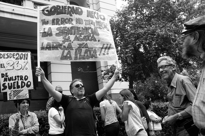 Movilización de judiciales frente al Palacio de Tribunales. Foto: Pablo Vignali (archivo, marzo de 2017)